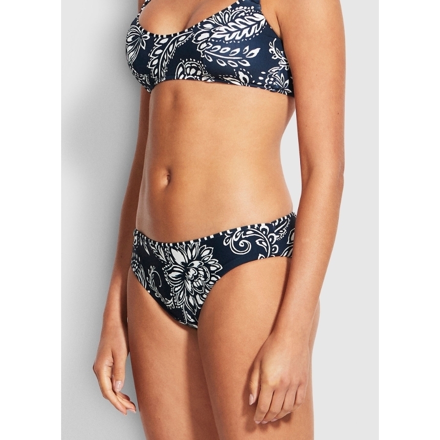 Seafolly Folklore reversible hipster pant true navy 02