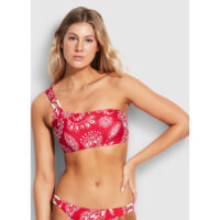 Seafolly one shoulder bikini with hipster pant chilli red 02