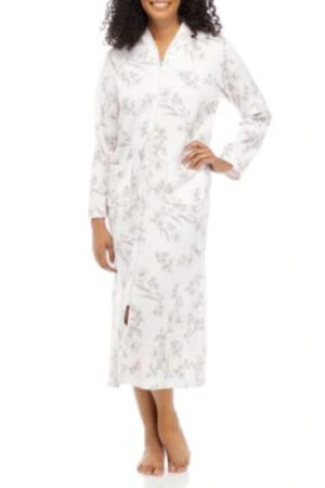 miss elaine quilted long sleeve dressing gown 667801 pink floral 01