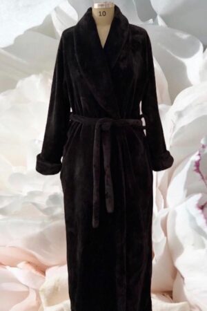 lingerie and leisure fleece winter dressing gown black