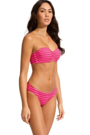 Seafolly Mesh Effect Bandeau Bikini With Hipster Pant - Chilli Red 2
