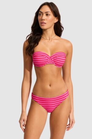 Seafolly Mesh Effect Bustier Bikini With Hepister - Chilli Red